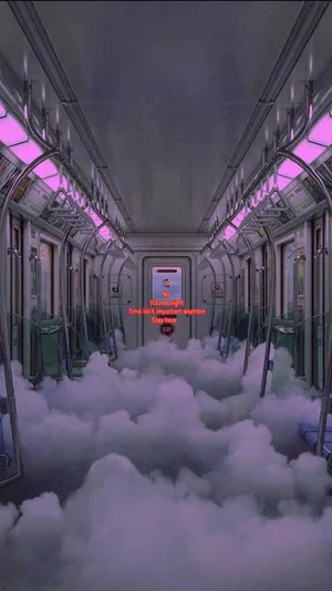 Cloudy Dreamcore Train Wallpaper