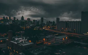 Cloudy Sky Dark City 4k Wallpaper