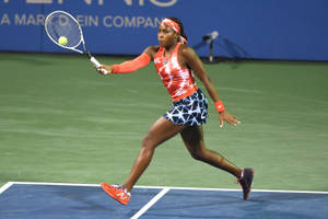 Coco Gauff In Game Photograph Wallpaper