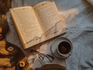 Coffee Aesthetic Book Desktop Wallpaper