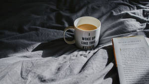 Coffee Cup On The Bed Wallpaper