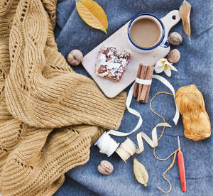 Coffee Picnic On Autumn Wallpaper