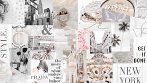 Collage Aesthetic Desktop Grey White Wallpaper