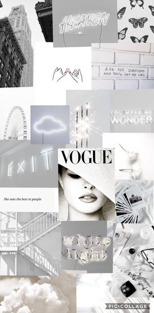 Collage Aesthetic Plain White Wallpaper