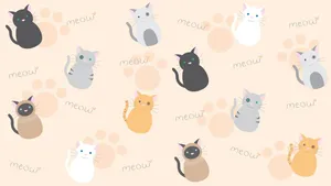 Collage Of Kawaii Cats Saying Meow Wallpaper