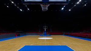 Collegiate Dark Basketball Court Studio Wallpaper