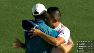 Collin Morikawa Hugging A Friend Wallpaper