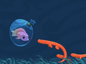 Colored Cartoon Fish Wallpaper