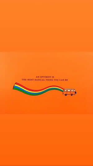 Colorful Aesthetic Van Rainbow Orange Background Wallpaper