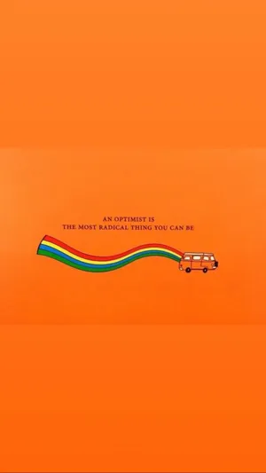 Colorful Aesthetic Van Rainbow Orange Background Wallpaper