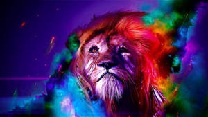 Colorful Art Lion Galaxy Wallpaper