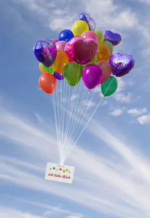 Colorful Balloons On Blue Aesthetic Quote Iphone Wallpaper