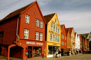 Colorful Bryggen Historic Site Bergen Norway Wallpaper