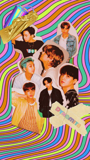 Colorful Bts Dynamite Cutouts Wallpaper