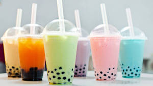 Colorful Bubble Tea Flavors Wallpaper