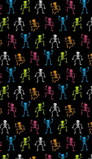 Colorful Cartoon Skeletons Wallpaper