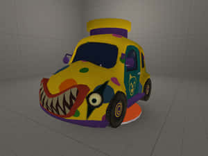 Colorful Clown Car3 D Model Wallpaper