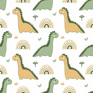 Colorful Cute Dinosaur Pattern Wallpaper