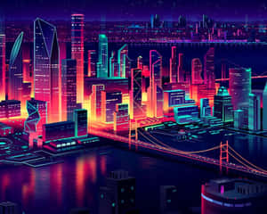 Colorful Cyberpunk Pixel Art Wallpaper