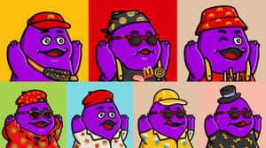 Colorful_ Grimace_ Character_ Variations Wallpaper