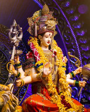 Colorful Hindu Goddess Statue Wallpaper