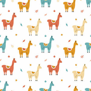 Colorful Llamas Vector Wallpaper