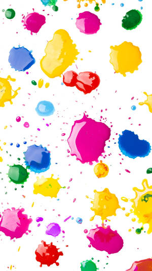 Colorful Paint Splatters On A White Background Wallpaper