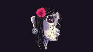 Colorful Skull And Rose Digital Art Wallpaper