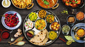 Colorful Thali Indian Food Photograph Wallpaper