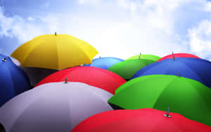 Colorful Umbrella Canopy Sky Background Wallpaper
