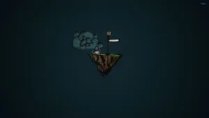 Coloured Doodle Of A Floating Island Wallpaper