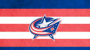 Columbus Blue Jackets Hockey Team On Striped Background Wallpaper