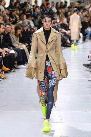 Comme Des Garçons Coat And Printed Pants Wallpaper