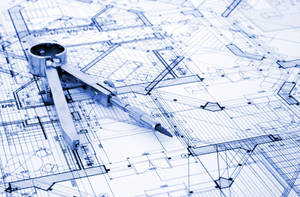 Compass On A Civil Engineering Blueprint Wallpaper