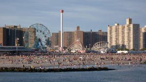 Coney Island People Outside Wallpaper