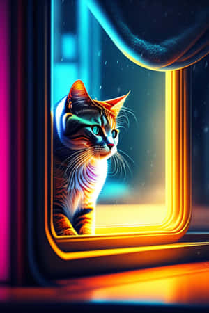 Contemplative Catat Window Wallpaper