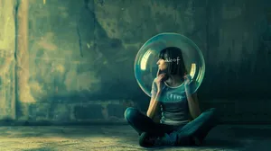 Contemplative Woman In Bubble Wallpaper