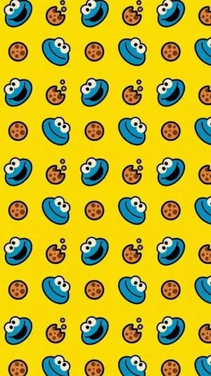 Cookie Monster And Cookie Pattern Wallpaper