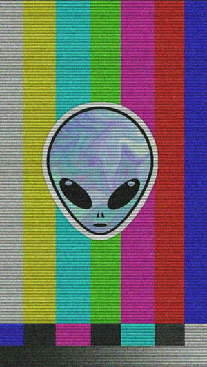 Cool Alien On A Tv Test Background Wallpaper
