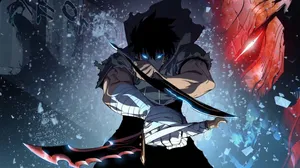 Cool Anime Man Holding A Sword Blue Wallpaper
