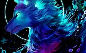 Cool Blue Wolf Graphic Art Wallpaper