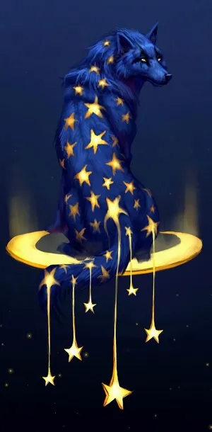 Cool Blue Wolf With Star Wallpaper