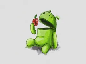 Cool Funny Android Eating Apple Wallpaper