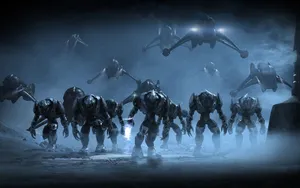 Cool Halo Robots And Airships Wallpaper