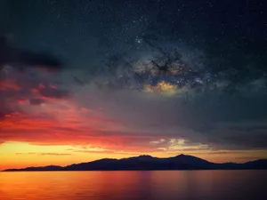 Cool Ipad Pro Island Dusk Under Nebula Wallpaper