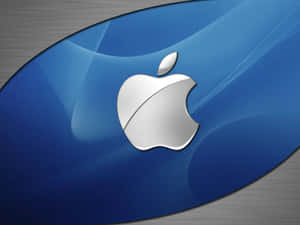 Cool Mac Logo Blue Brushed Metal Wallpaper