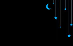 Cool Minimalist Blue Moon Stars Wallpaper