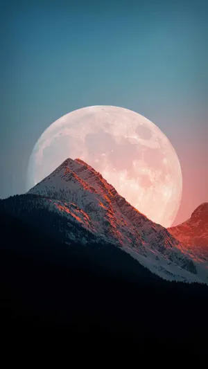 Cool Moon Over Mountains Wallpaper