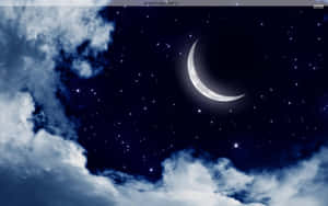 Cool Moon With Bright Stars Wallpaper