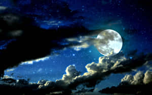 Cool Moon With Clouds Wallpaper